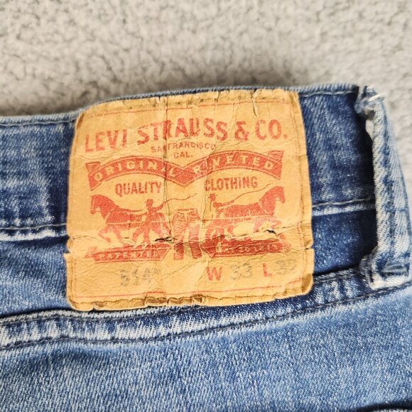 Levis 514 Jeans Mens 33x32 Blue Straight Slim Classic Cotton Blend Ripped Knee - Picture 12 of 12